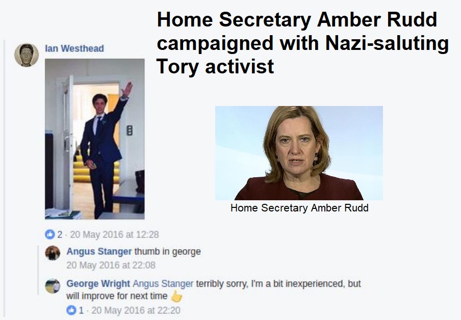 Imagine the OUTRAGE in the mainstream press if this was a Labour minister with a Labour activist giving NAZI salutes.
BUSTED: Home Secretary Amber Rudd campaigned with Nazi saluting activist in Hastings: 
tompride.wordpress.com/2018/03/09/bus…