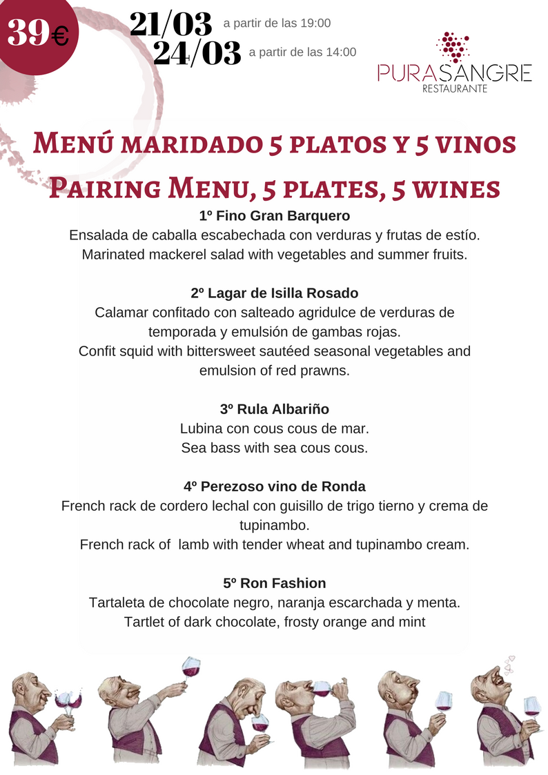 pacofloreschef's tweet photo. Os presentamos el menú maridado especial de 5 platos y 5 vinos que celebramos el día 21/03 a partir de las 19:00 y el 24/03 a partir de las 14:00. Reservas: 952 49 31 81
#lacalademijas #malaga https://t.co/8btHhwJPVM