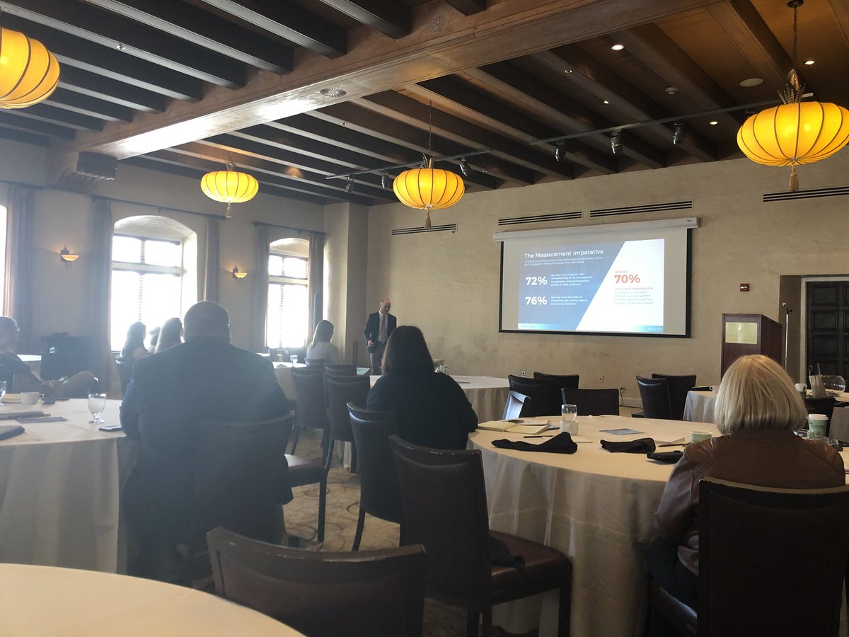 DekeJonesPR's tweet photo. People want to learn more about business from earned media. The PR paradox boils down to quality of data and connecting dots. - @SethGilpn talking Big Data in PR @PRSASW #prsabluesky https://t.co/yHZyMWs1qX