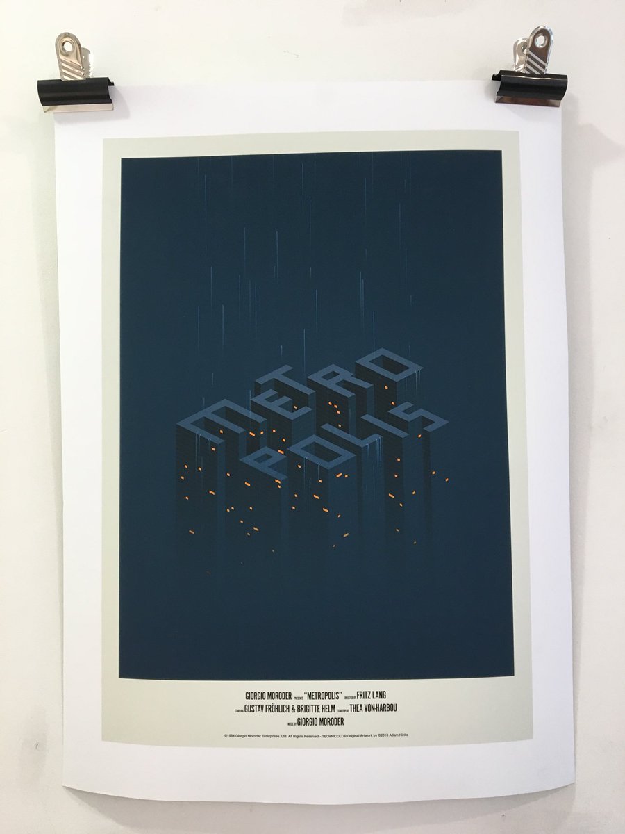 Adam_Hinks's tweet image. My Metropolis Print on exhibition at the @SVA__ for the @GoodOnPaper_ film posters exhibition. £40 giclee £20 digital A2.