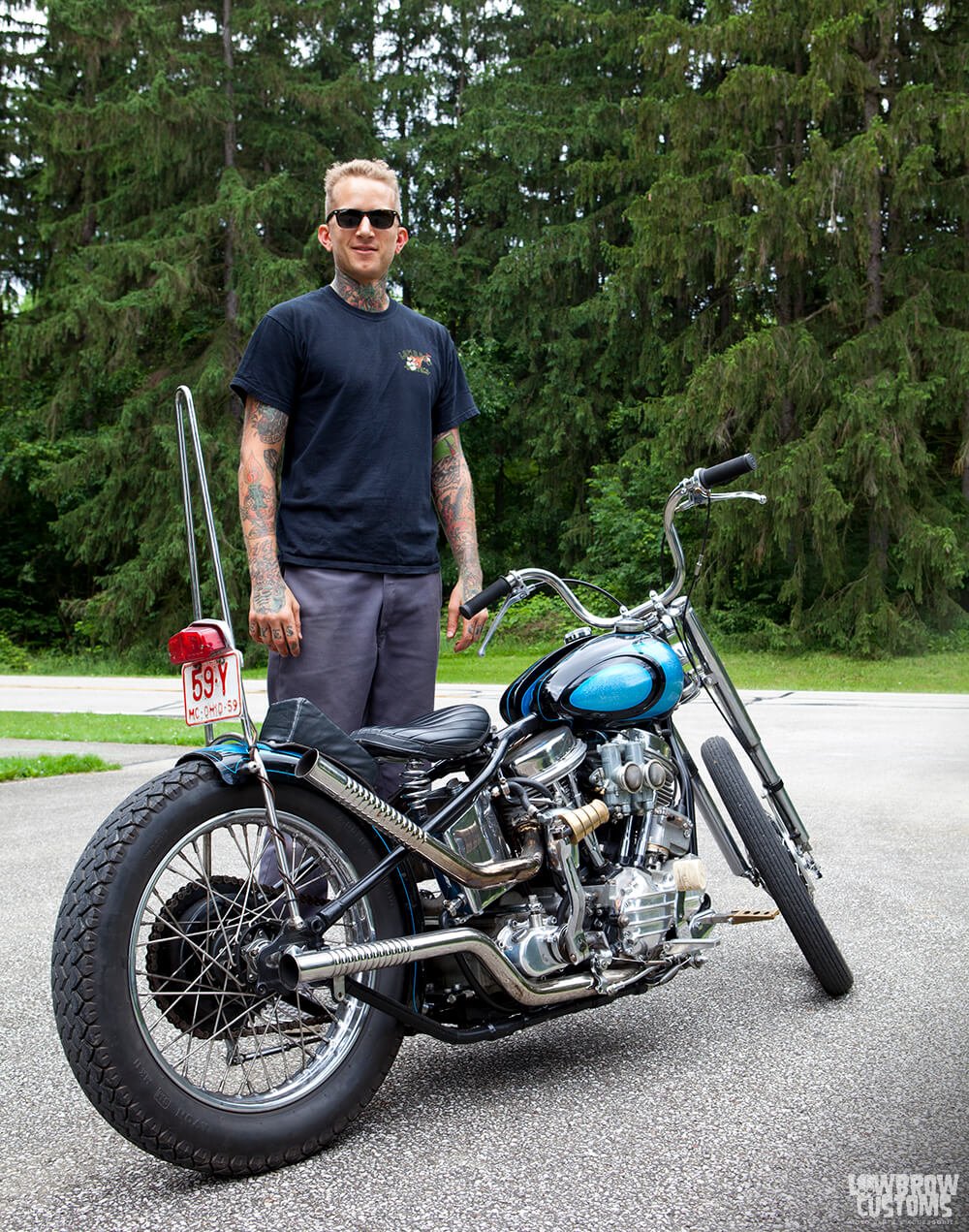 Lowbrow Customs on X: Take a look back with Tyler and see his Step-By-Step  process on how he built his 1959 Harley-Davidson Dual Amal Carb Chopper.   Photo by: Jon Glover #flashbackfriday #