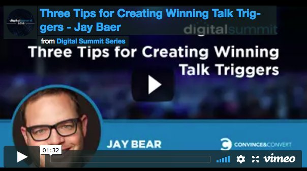 DigitalSummitDC's tweet image. Check out  @jaybaers quick tip video! Three tips for creating winning talk triggers #digitalmarketing - ow.ly/a6mW30iFPCy