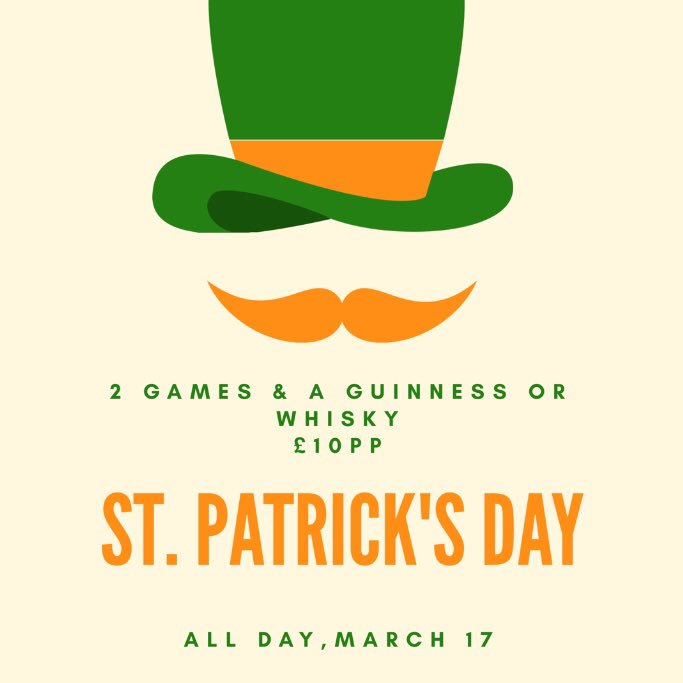 MFABowlNotts's tweet photo. 🍀⭐️ Come and test out the luck of the Irish this St Patrick’s Day with 2 games, a Guinness or whisky for £10pp ⭐️☘️ https://t.co/dELmdVB7YT