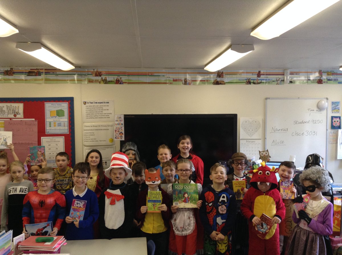Year3CLS_CE's tweet photo. A great World Book Day yesterday! Who is your favourite storybook character? @ChesterleStCofE https://t.co/D7P3nQerFK
