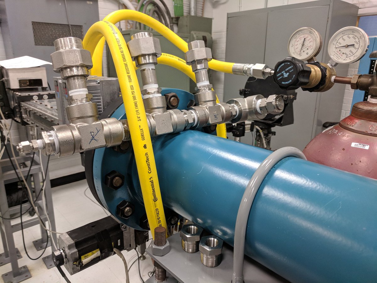 Building a manifold for my #scramjet experiment. The yellow pipes make it #science faster!