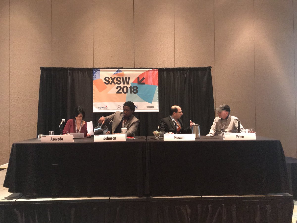JMK512's tweet photo. And it begins! Packed room for #SXSW The Power of Vertical AI in a Monolithic AI World. Hilton Downtown Salon J. Panelists in the green room. @SparkCognition @amirhusain_tx @VentureBeat @crunchbase https://t.co/J9QSTuouNM