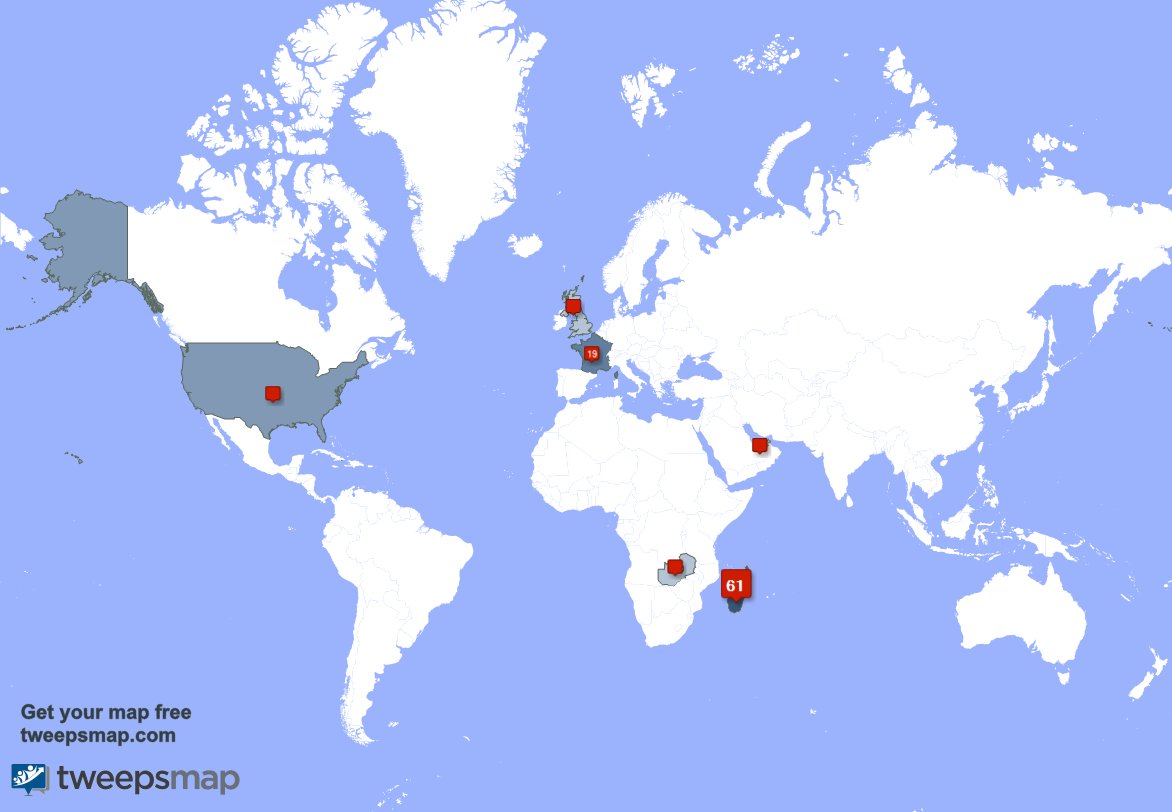 MgPromada's tweet image. Selon tweepsmap.com/!MgPromada Mes followers vivent en: Madagascar(58%),France(18%),États-Unis(9%)