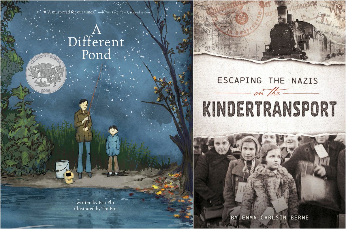 CapstonePub's tweet photo. Great news to share! A DIFFERENT POND and ESCAPING THE NAZIS ON THE KINDERTRANSPORT were selected for the Notable Social Studies 2018 list from @CBCBook & @NCSSNetwork! #Notables2018 #BaoPhi @MsThiBui #EmmaCarlsonBerne #kidlit https://t.co/EQlL37IYrt