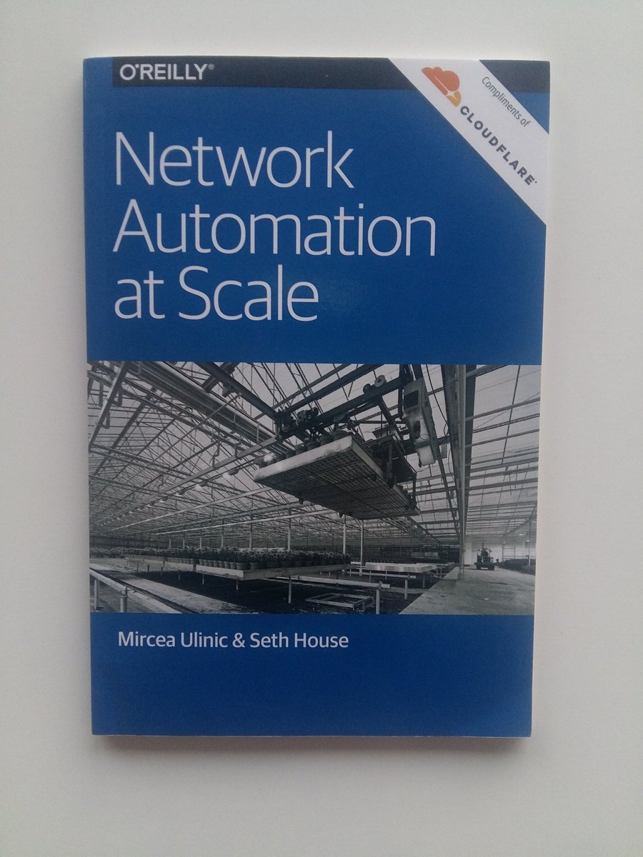 ergynsadiku's tweet photo. Looking forward to spending my weekend reading Network Automation at Scale by @mirceaulinic compliments of @Cloudflare #networkautomation https://t.co/5TLRvj6Pex