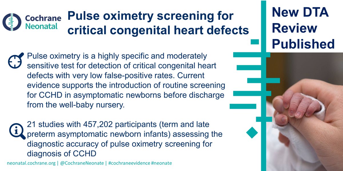 Cochrane Neonatal On Twitter New Cochrane Neonatal Dta Review Published Pulse Oximetry Screening For Critical Congenital Heart Defects Check It Out At Https T Co Meskzi7yzs Cochraneevidence Neonates Cochranecollab Cochraneuk Eenursing