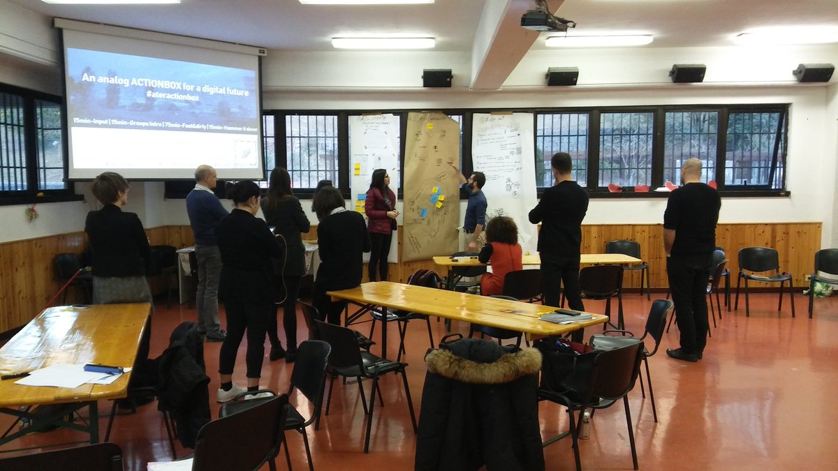 hew_earle's tweet photo. #Culturalhackathon > Workshop 1 Digital innovation for the city: presentation of the outputs by the three groups, with the facilitation of David Calas. cc @Kallipolis1 @tuvienna https://t.co/A6HQMav13u