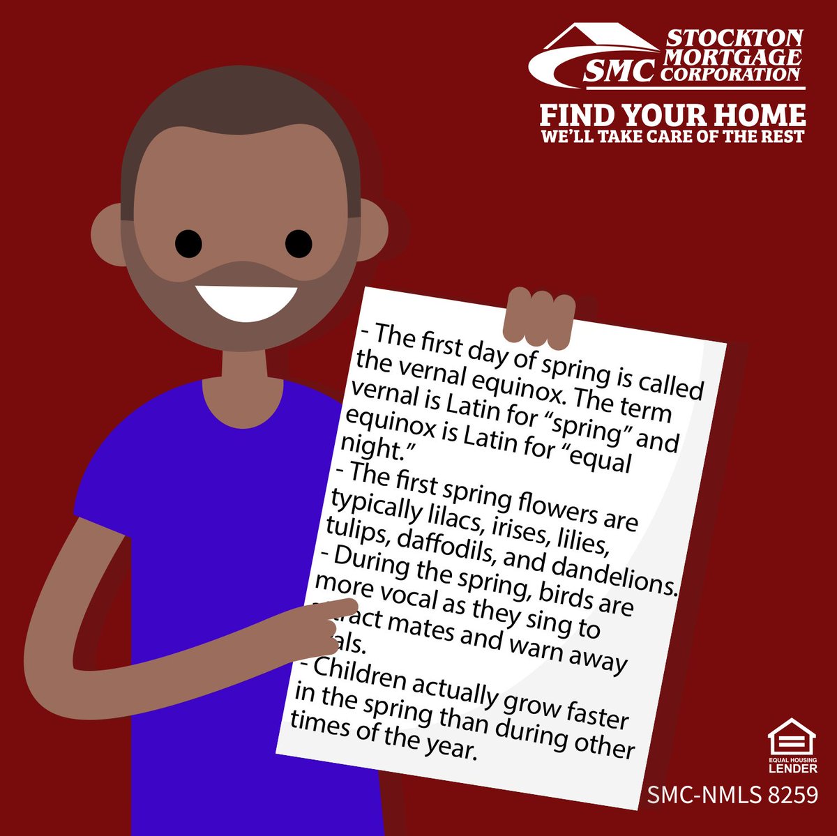 stocktonmtg's tweet photo. Spring is right around the corner!  Do you know why it is called spring is called spring? Find out this fact and a few other crazy and interesting facts about spring before it comes! check out our #FunFactFriday now! #SMCapproved https://t.co/zPeeNegvri