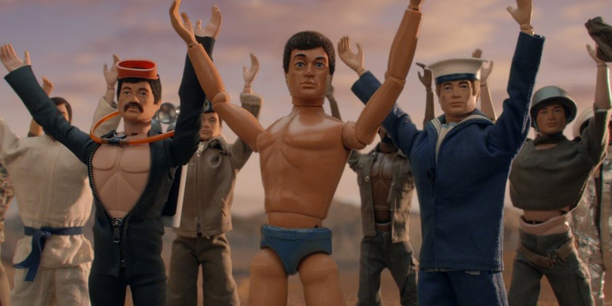 Adweek's tweet photo. G.I. Joe dances his way through @MoneySupermkt’s hilarious, mustache-filled spot from @motherlondon: https://t.co/mK6TES4O6G https://t.co/lmIvGm9L1g