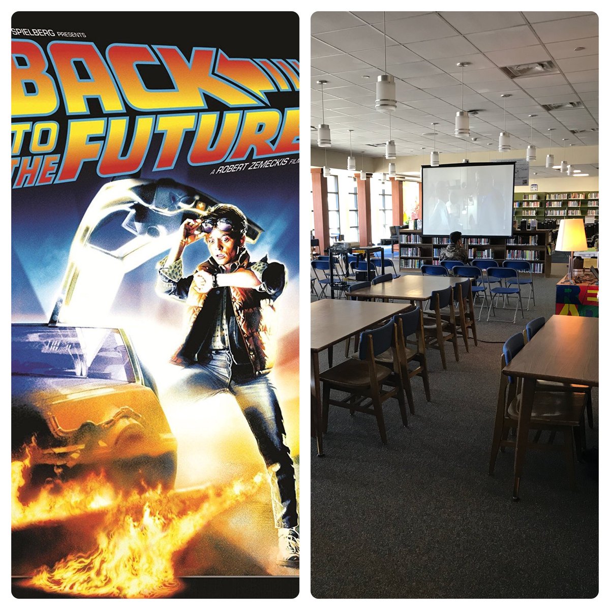HoffmanBaseball's tweet image. Grab your popcorn, lunch, or a soda and head on down to the @hehslibrary for a lunchtime viewing of “Back to the Future” starring Michael J. Fox, Definitely a Top 10 favorite movie of Coach @YanuleLuke! See you all down there soon #TeenTechWeek