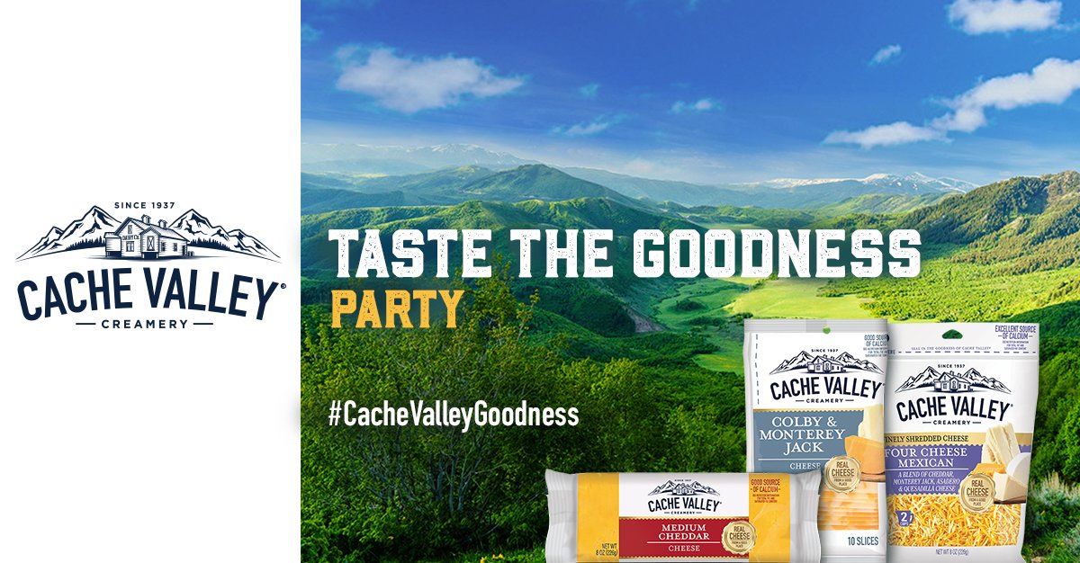 RippleStreetFun's tweet photo. Cache Valley Creamery is a special cheese from a special place. On Party Day, you'll show everyone they can count on Cache Valley to keep up with their balanced, active lifestyle. #CacheValleyGoodness
Apply now: https://t.co/NStyIiXA7P https://t.co/A5pcP2luct