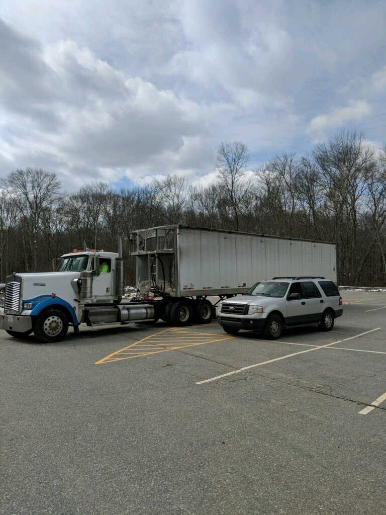 CSPTrafficUnit's tweet image. Commercial vehicle allowed weight of 80k, weighed in at 99,050 lbs.  It also had two flat tires and the weight exceeded the tire safety rating on four of the other tires.  Always thinking of the motoring publics safety.