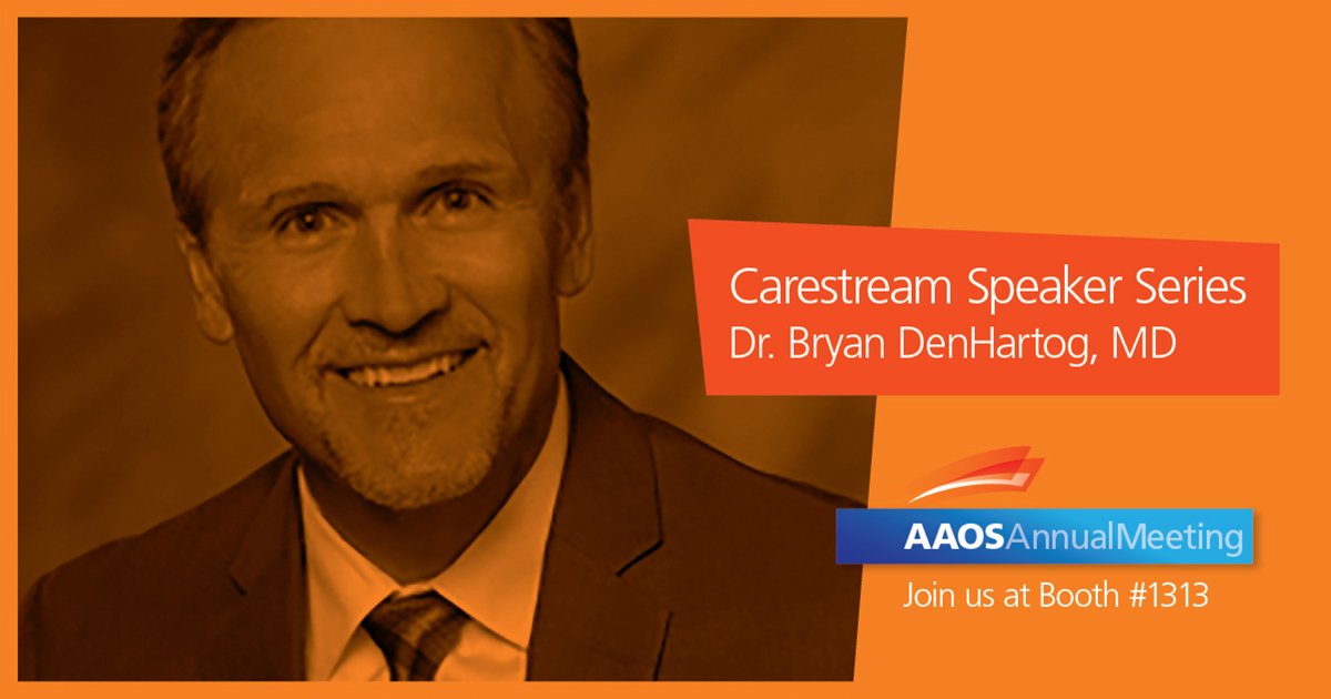 Carestream's tweet photo. AAOS attendees: hear Dr. Bryan DenHartog from Twin Cities Orthopedics at 12:30 at Carestream booth! #AAOS18 https://t.co/RtU57tdckD