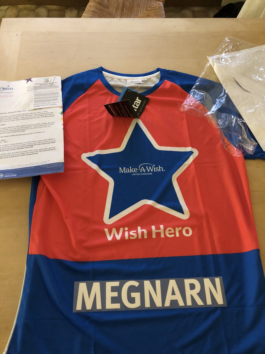 meganmay3005's tweet photo. It’s arrived!!! #runforwishes #LondonMarathon #marathontraining #teamtba @MakeAWishUK https://t.co/MbecMF5zKJ