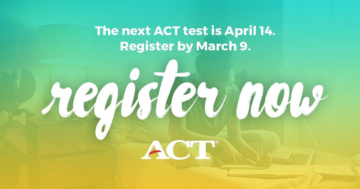 ACTStudent's tweet photo. REMINDER: Today is the registration deadline for the April test date! Avoid the late fees and register now: https://t.co/noMUdEYrBn https://t.co/ojwHjk1XSz