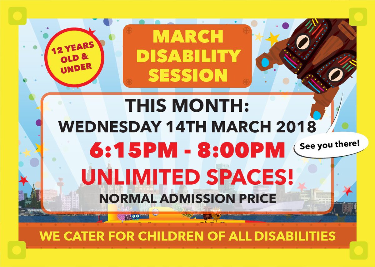 yellowsubplay's tweet photo. ***Customer Announcement***
Please note March's Disability Session has been rearranged to Wednesday 14th March 2018 6.15-8pm!
Looking forward to seeing you there!
#playcentre #indoorplaycentre #kids #children #family #disability #disabilitysession #fun #happy #play #playtime https://t.co/wJBQqQcheS