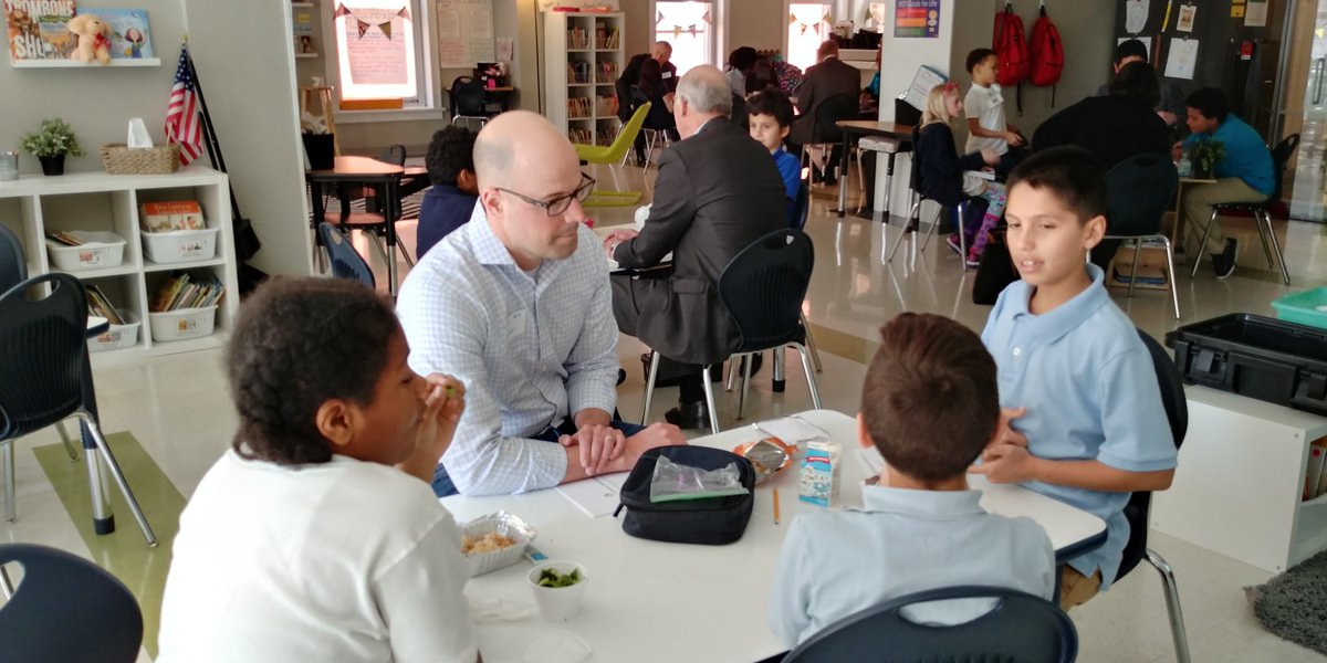 Stop #2 - Mo State Representatives being interviewed (aka interrogated) by 4th graders at @CrossroadsCSKC Quality Hill Campus. #kcgreatschools #moedchat