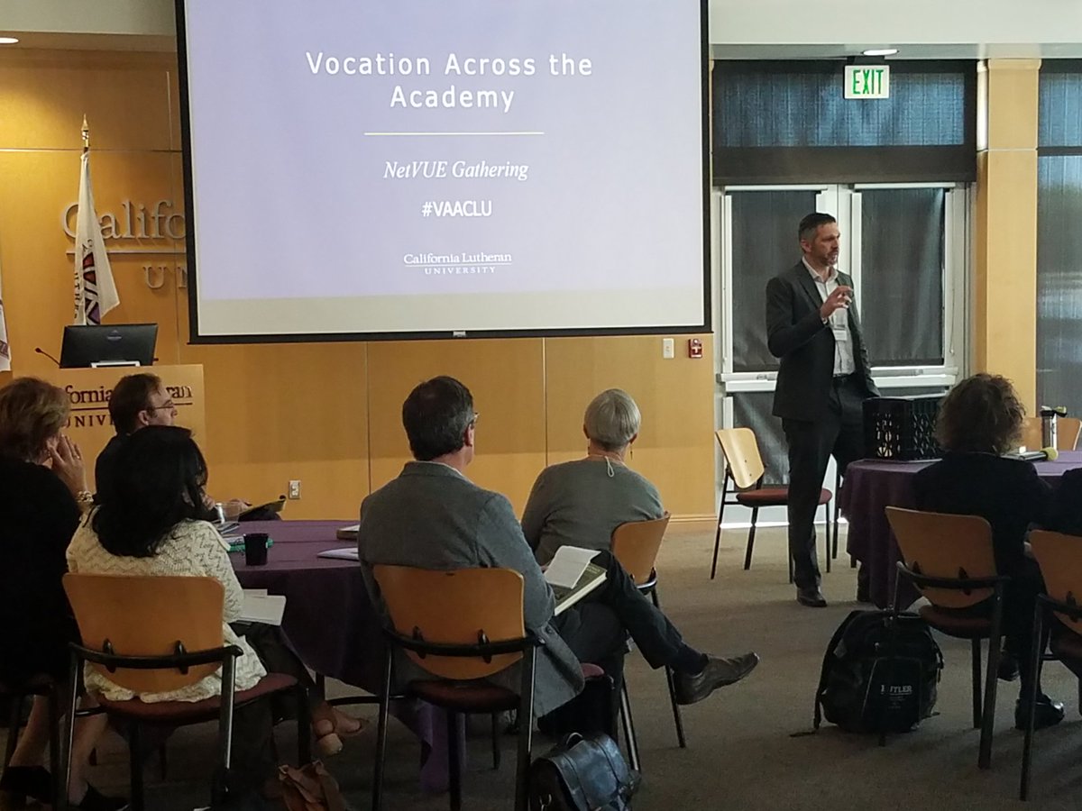 dscunningham's tweet photo. The #NetVUE gathering at @CalLutheran is off to a great start, with Jason Mahn of @Augustana_IL on "The Conflicts in Our Callings" #VAACLU https://t.co/qq3D2VVxDn