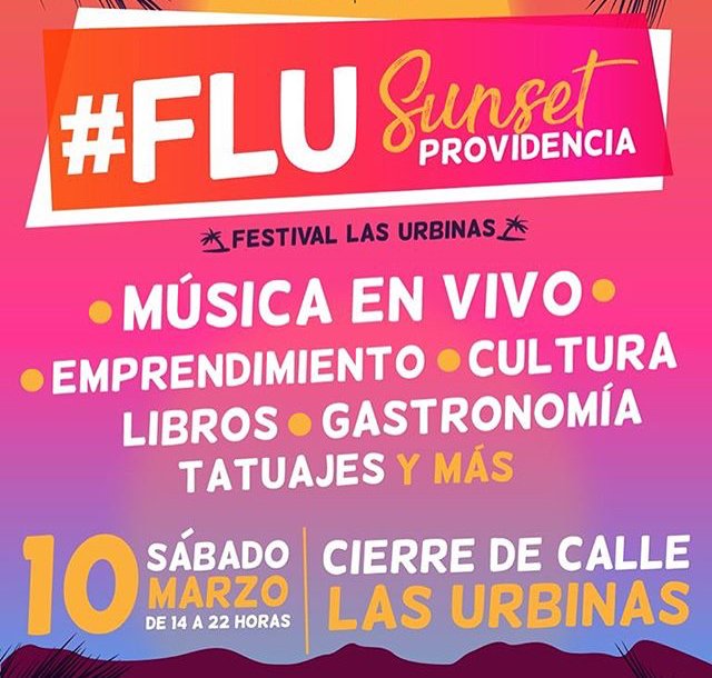 hubprovidencia's tweet photo. No te pierdas Mañana!!!
#FLU Sunset Providencia🌴
Desde las 14 a las 22 horas
Música🎶Gastronomía🍽Libros 📚y mucho más!
Calle Las Urbinas, Entrada Liberada!
Te esperamos! https://t.co/PVXIZKU6nY