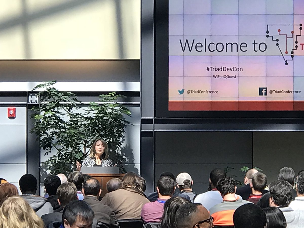 turnepf's tweet photo. As technologists, we are the business. -@AngelaYochem keynote at @TriadConference . #TriadDevCon https://t.co/gpMG3MGFYo