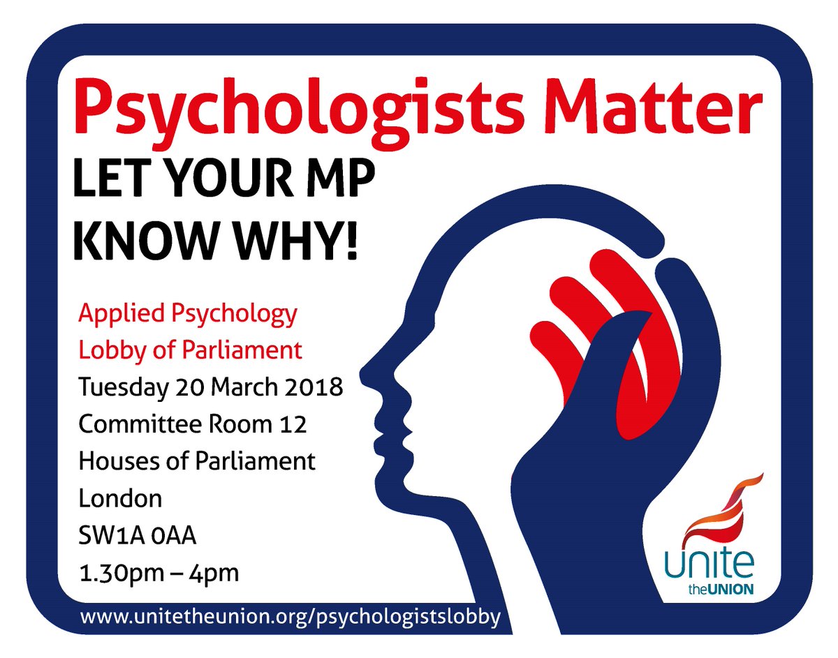UniteinHealth's tweet image. We have some exciting news next week about speakers for #psychologistsmatter lobby of Parliament on Tuesday 20 March 2018.  It's still not too late to register
eventbrite.co.uk/e/psychologist…

for more information, check out

unitetheunion.org/how-we-help/li…