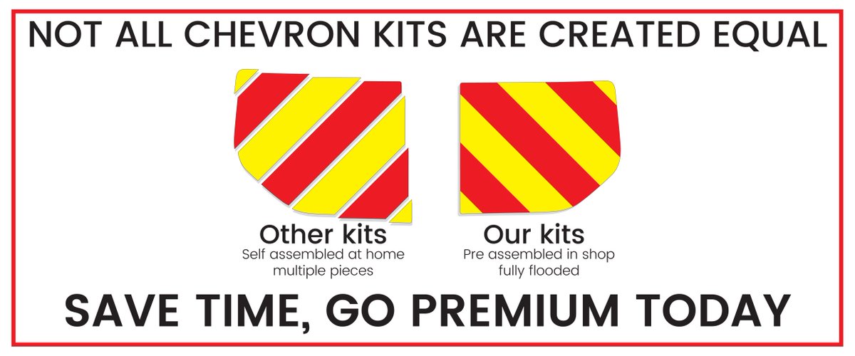 AChevrons's tweet photo. For easy application, our chevrons come with the red and yellow as one piece. You will find some that supply as strips you assemble yourself. #fullyflooded #chevronkits https://t.co/QIS3CTpR4a