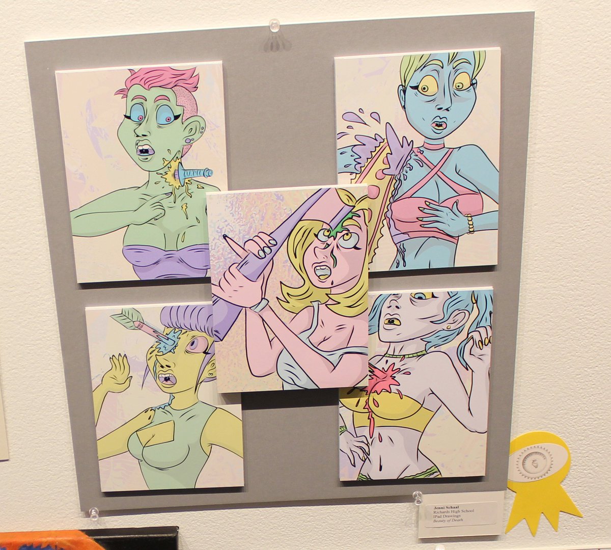 BulldogsHLR's tweet photo. Congrats to Richards senior Jenni Schaal on winning Best of Show in Drawing at South Suburban Conference exhibit.  What talent (2X state qualifier in Editorial Cartooning!)

@tyszkiewiczART @THErhsBulldog @HLR_Ideas @Mrichardella @richardsdawgs @Bulldog_Nationn https://t.co/Eg7AsmcBPJ