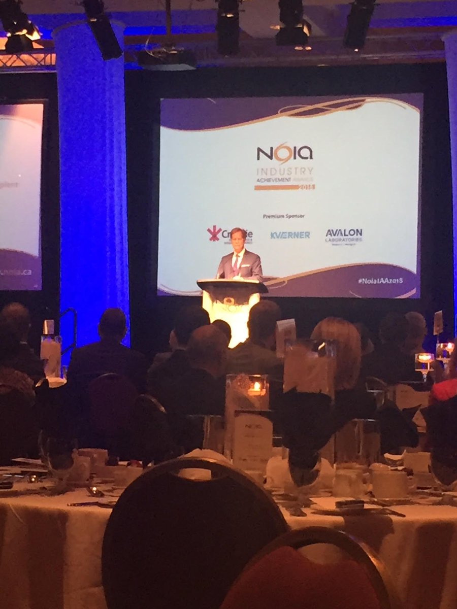 OilGasWeekNL's tweet photo. Bill Fanning of @kvaerner receives the 2018 Outstanding Contribution Award at @NoiaNL's Industry Achievement Awards luncheon. Congratulations and thank you for all you have done for our industry! #OilGasWeek18 https://t.co/LmyF3rXQA3