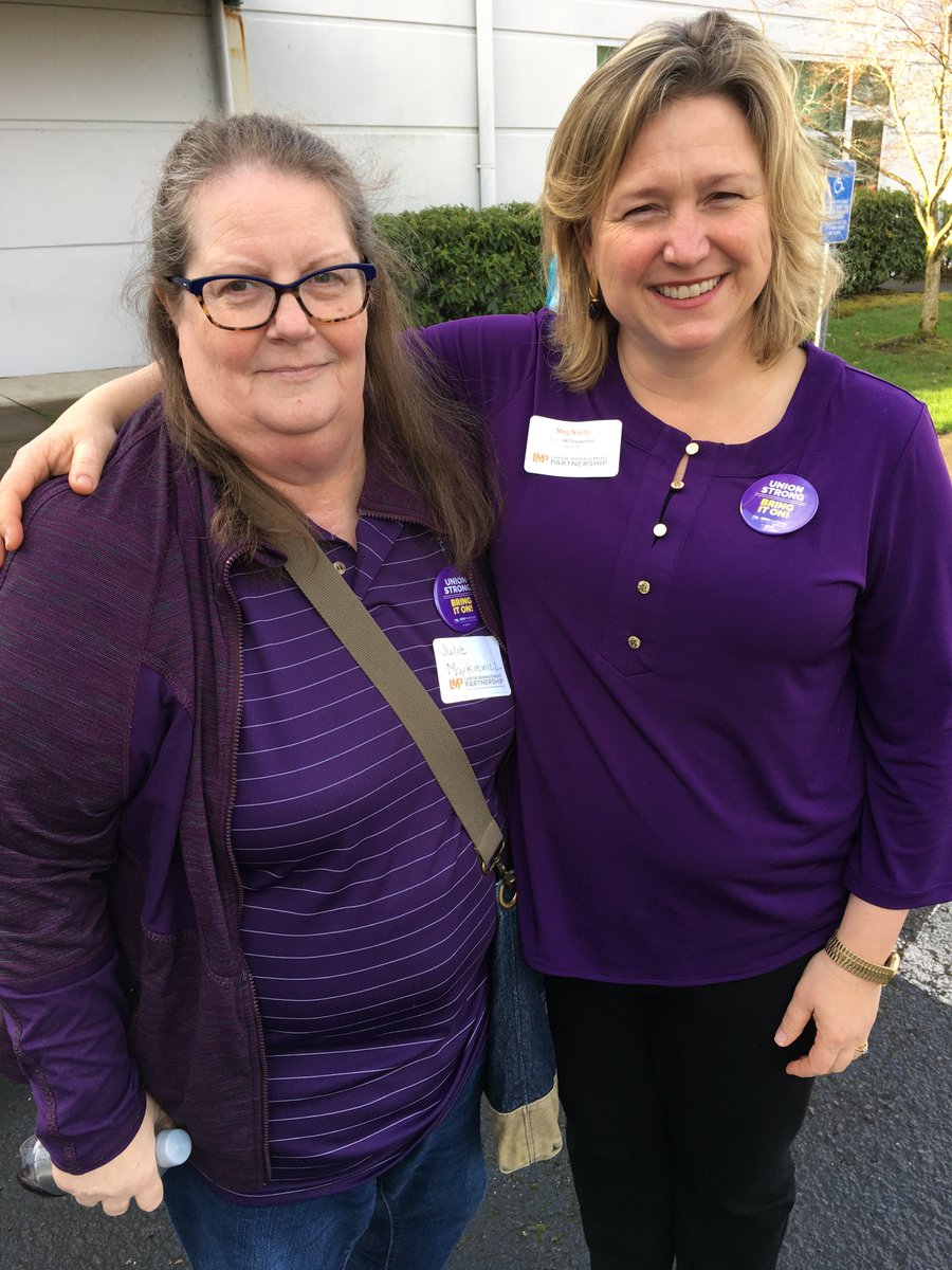 seiu49's tweet photo. "Our union is fighting to keep our retirement benefits at Kaiser, because once you lost something, you don't get it back. I feel strongly that my grandkids should have the same retirement that I have." -Julie, bargaining committee member #RespectPartnership #UnionStrongBringItOn https://t.co/tKnLKYgntp