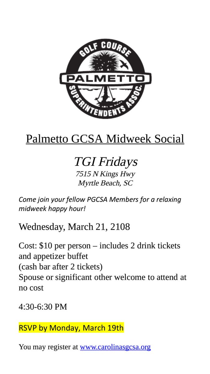 Come join us for some down time &amp; have a few drinks, eats &amp; visit with fellow members. March 21, 4:30-6:30pm. 10$ per person, spouses/guest free. Sign up online or thru a BOD member. Headcount needed by Monday 3/19. Meeting agenda: FUN. Hope to see everyone there!