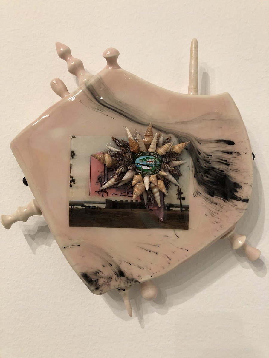 #ErinJaneNelson memorializes disappearing barrier islands in these collaged ceramic works, on view in the  exhibition #BetweenTheWaters (which is accessible for free in our lobby gallery!)  bit.ly/2oX2l18