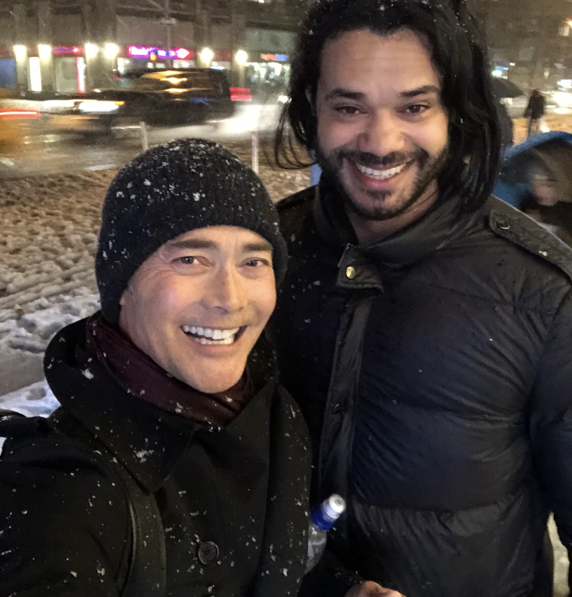 Mark_Dacascos's tweet photo. Aloha! My small, 6‘5“ friend, Hafedh, and I, after completing another #PatsyRodenburg workshop; 5 consecutive days, 9am-6pm, #shakespeare #voice work. #grateful #noshortcuts #dothework #NewYork https://t.co/FOIUDs2iOw
