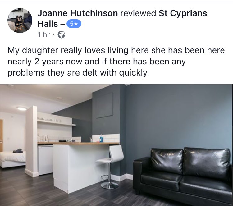 StCypsStudents's tweet photo. More great feedback from those staying at St Cyprians! 5* accommodation in #liverpool https://t.co/1voN6fXmwa