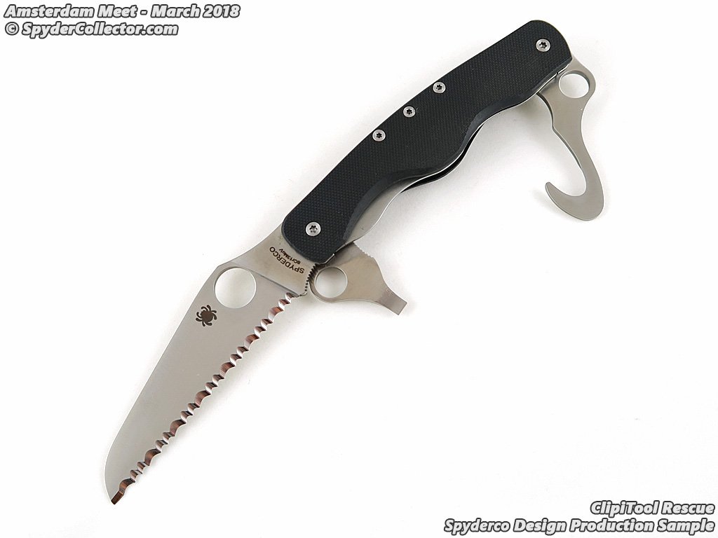 spydercollector's tweet photo. If you’re looking for an EDC folder that also happens to have a few extra one-hand opening tools, then the new #spyderco #clipitool is it. Check out photos and specs of the Rescue-variant at: https://t.co/9kpvXkpCmG #amsterdammeet2018 #productionsample https://t.co/IhlSiCcmkv