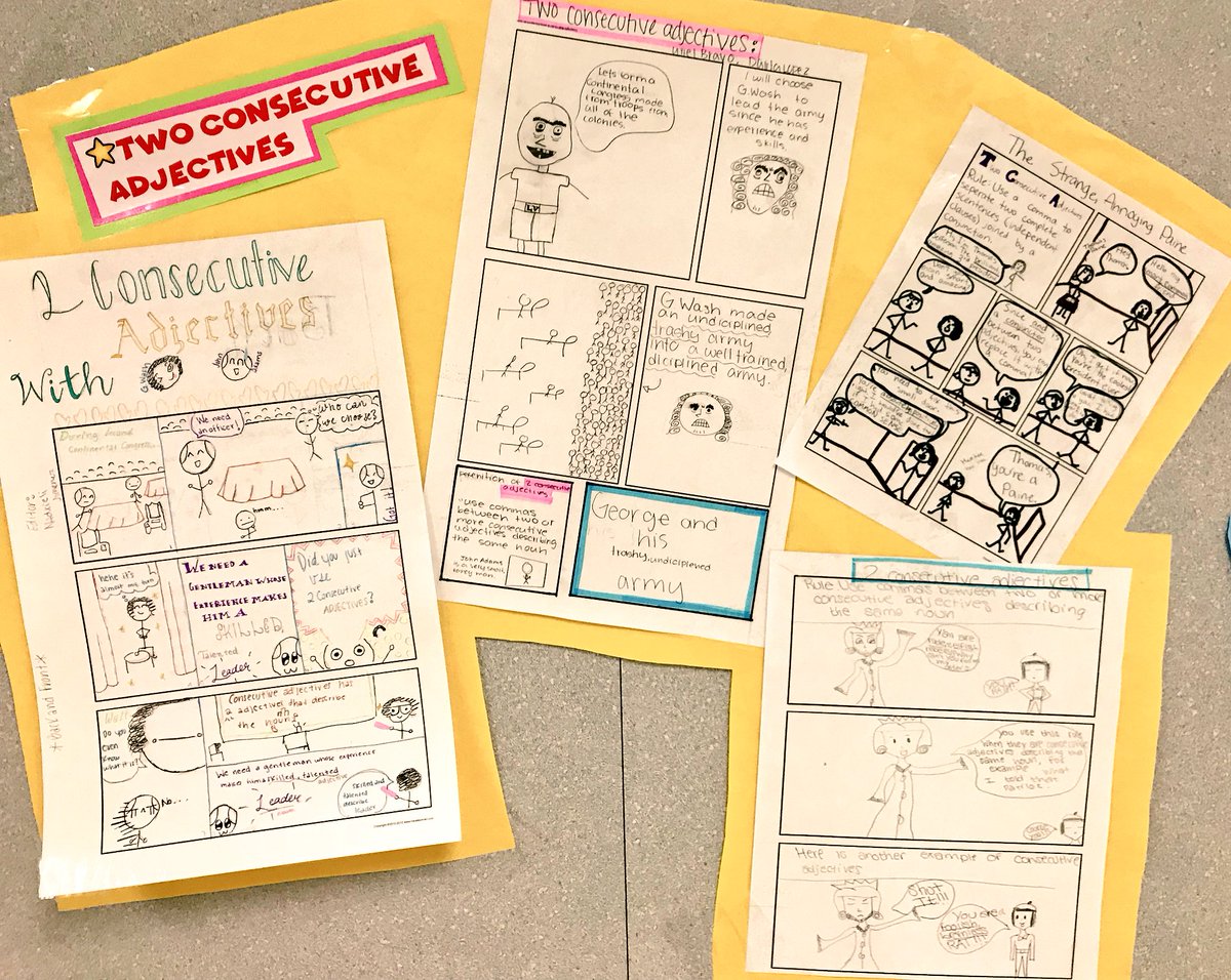 MsRachelKRose's tweet photo. Students created Comma Comics with historical figures as characters to teach the #5CommonCommaRules! #GWash #AmericanRevolution #TPaine #CommaSense #stickfiguresarefriends #SBVanguard @WAISSBISD https://t.co/2jYIl6lV4q