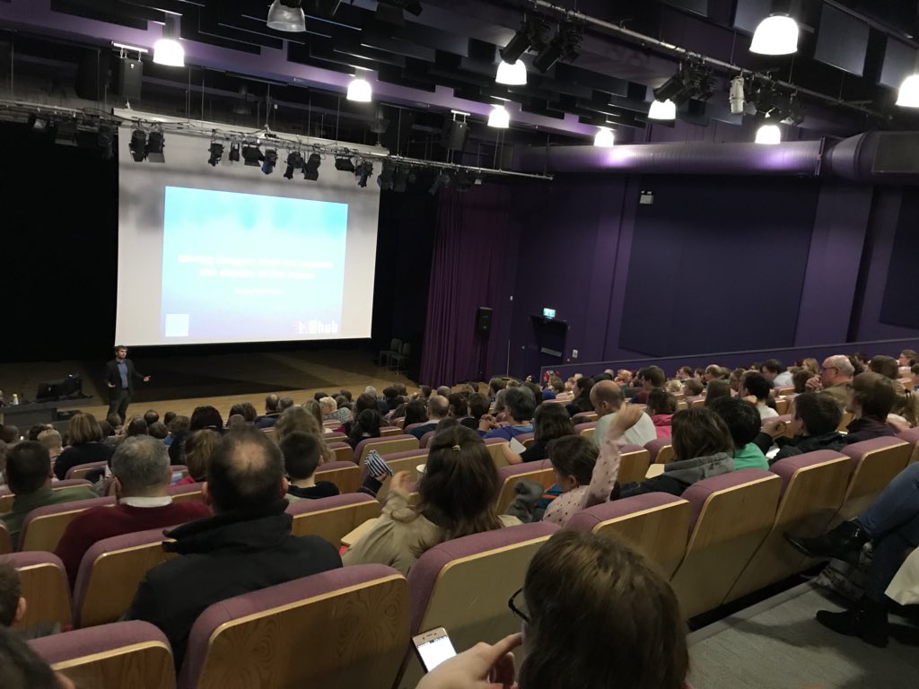 DrJodieFisher's tweet photo. And we’re off! Kicking off @ScienceWeekUK with our children’s lectures and a full house @PlymUni https://t.co/MCruZj0cGz