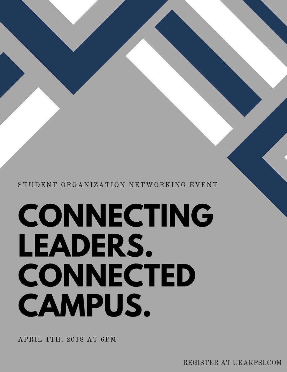 uk_akpsi's tweet photo. Calling all campus leaders! Alpha Kappa Psi is hosting a networking event on the evening of April 4th from 6-9pm to connect the leaders from all organizations on campus. 

To register please visit our website, https://t.co/jgTp9ZiNqx. Spots are limited! https://t.co/WKbynVCkmG