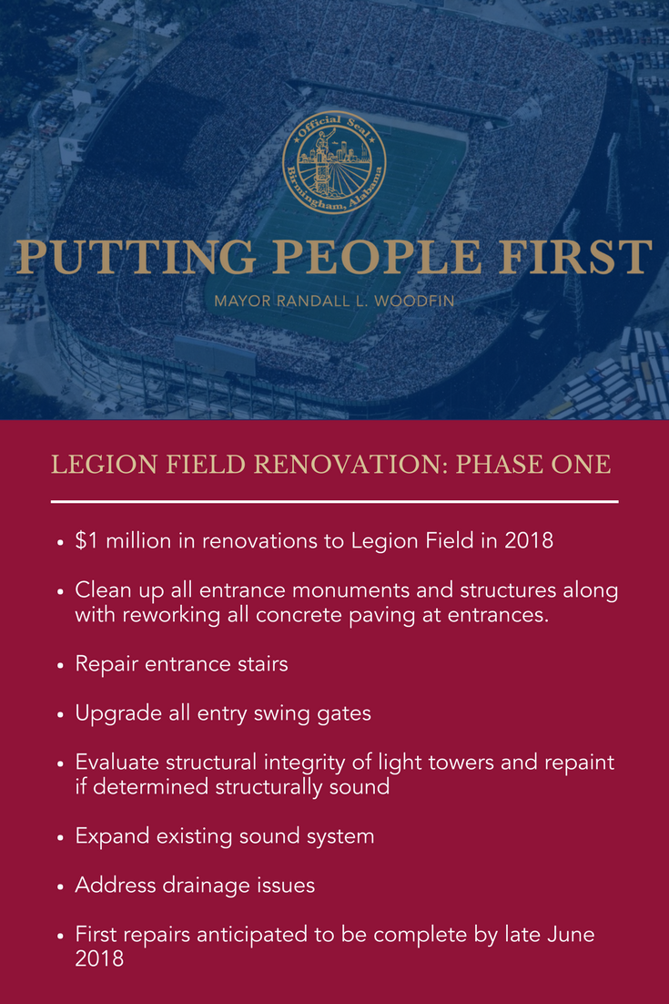 randallwoodfin's tweet photo. My commitment is clear: the 99 neighborhoods are my priority, and Legion Field is at the heart of the historic Smithfield Community.

These are just the first of many investments we will make to ensure the long term viability of one of America's most legendary stadiums. https://t.co/dupakpBRtg