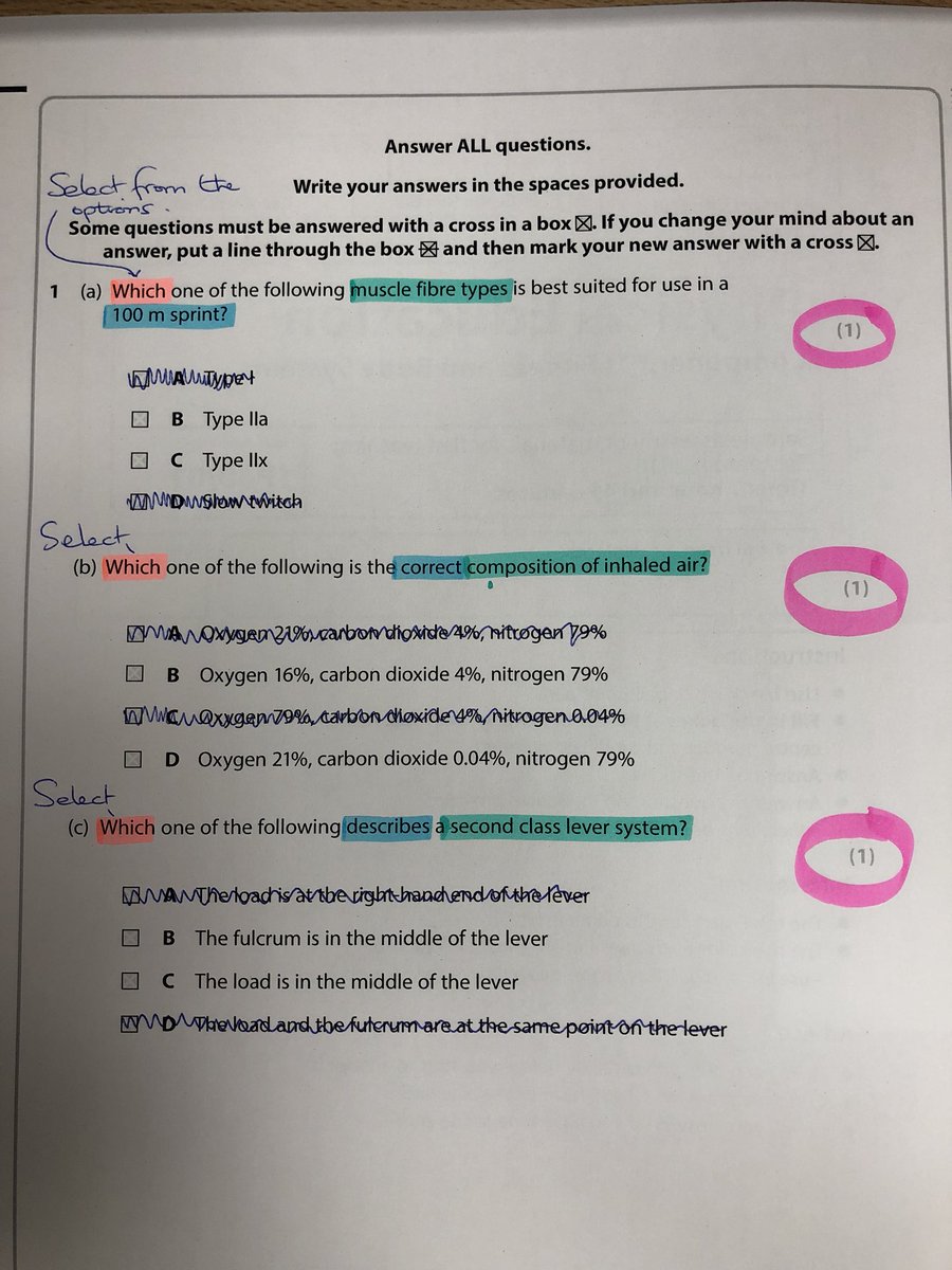 _SmartPE's tweet photo. Teacher annotates some exam questions to model good practice. Some examples..... https://t.co/RRUneG6QFX