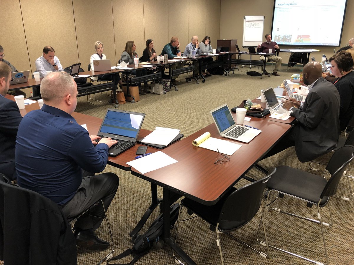 JohnR_Leeper's tweet photo. Leaders from @shelbycountysch and @TriggSchools work through lunch as #CompetencyBased #Education Pilots launch in Kentucky  @KyDeptofEd https://t.co/jE522SfX0X
