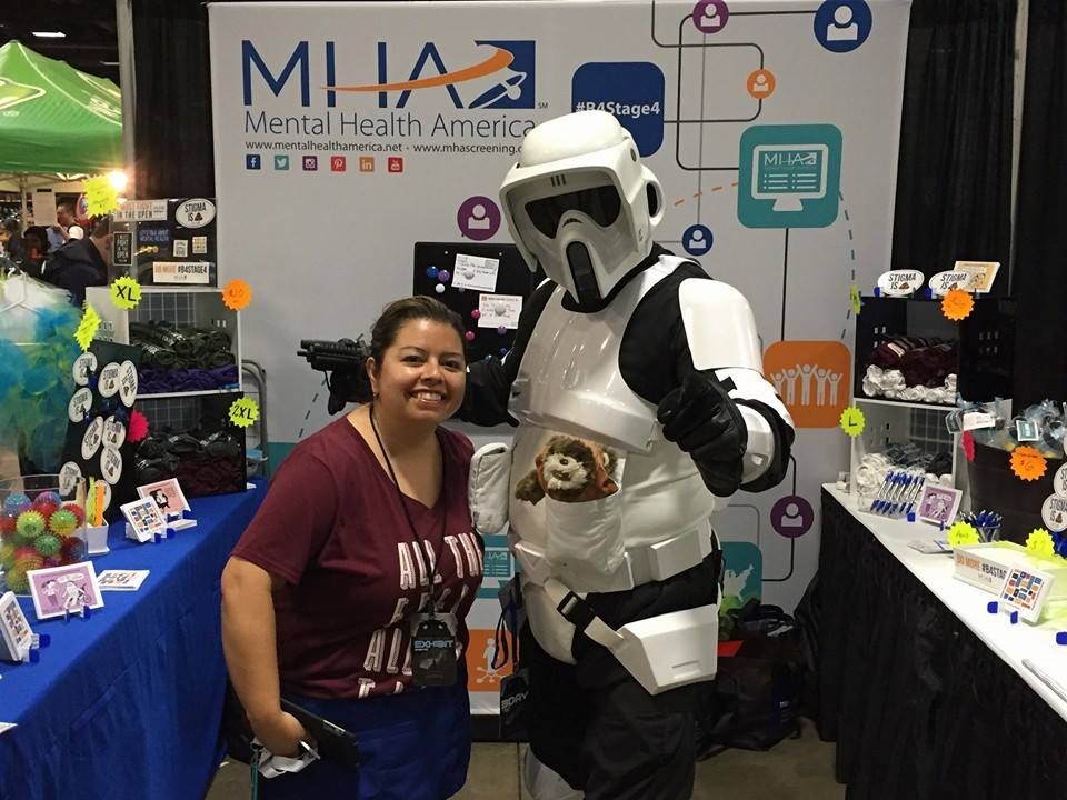 MentalHealthAm's tweet photo. In less than a month, we will be at @AwesomeCon in #washingtondc! You might wonder why a #mentalhealth org is going to appear at a comic convention... but it's simple! Even heroes need to care for their #mentalhealth. 💪 If you're coming, stop by our booth! We'd love to talk. https://t.co/Tc1OdzdRmv