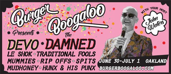 eventseeker's tweet photo. Hey bay area! @BURGERRECORDS's Burger Boogaloo is JUNE30 to JULY1 in Oakland! Hosted by#JohnWaters, headliners this year are: #devo #thedamned, plus #mudhoney #leshok #traditionalfools and many more. . .
https://t.co/uL0o6o1Kr6 https://t.co/5Vk0XAYfYC