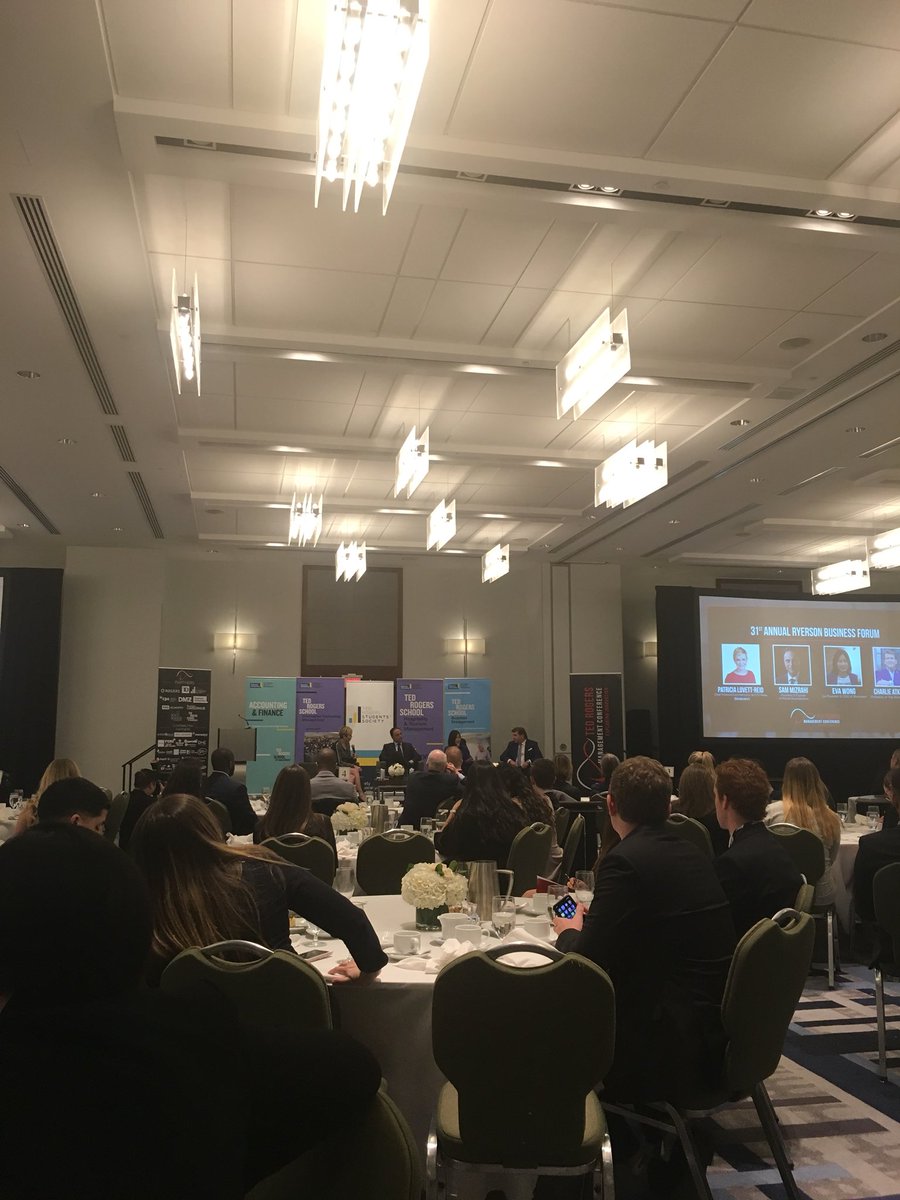DanKrzywiecki's tweet photo. At the 31st Annual Ryerson Business Forum @RyersonTRMC with Patricia Lovett-Reid as moderator #TRMC18 #innovation https://t.co/xEChBfdFsG