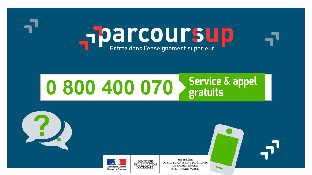 parcoursup_info's tweet photo. Ce week-end, les équipes de #Parcoursup et de l’@ONISEP se mobilisent pour répondre à vos questions! Vous pouvez appeler le n° vert samedi et dimanche de 10h à 16h. Pour les candidats d’Outre-mer, des conseillers sont aussi disponibles pour vous répondre > https://t.co/xEV4MtAI0O https://t.co/QCeWbPU64u