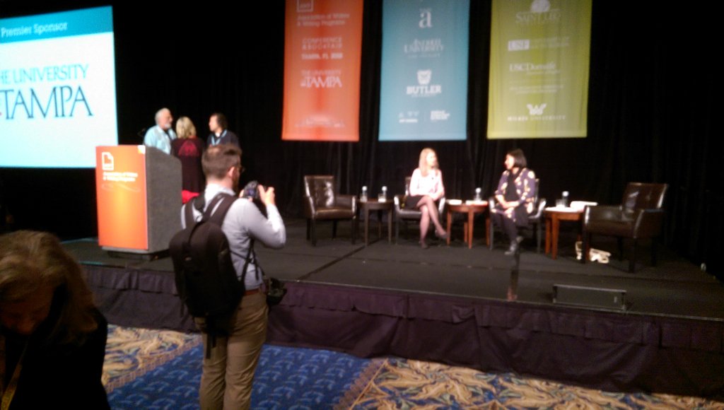 SteveRoyek's tweet photo. A little "meta photo action" at #AWP18 @rowanglassworks #WritingKicksGlass https://t.co/4AFr2jdANN