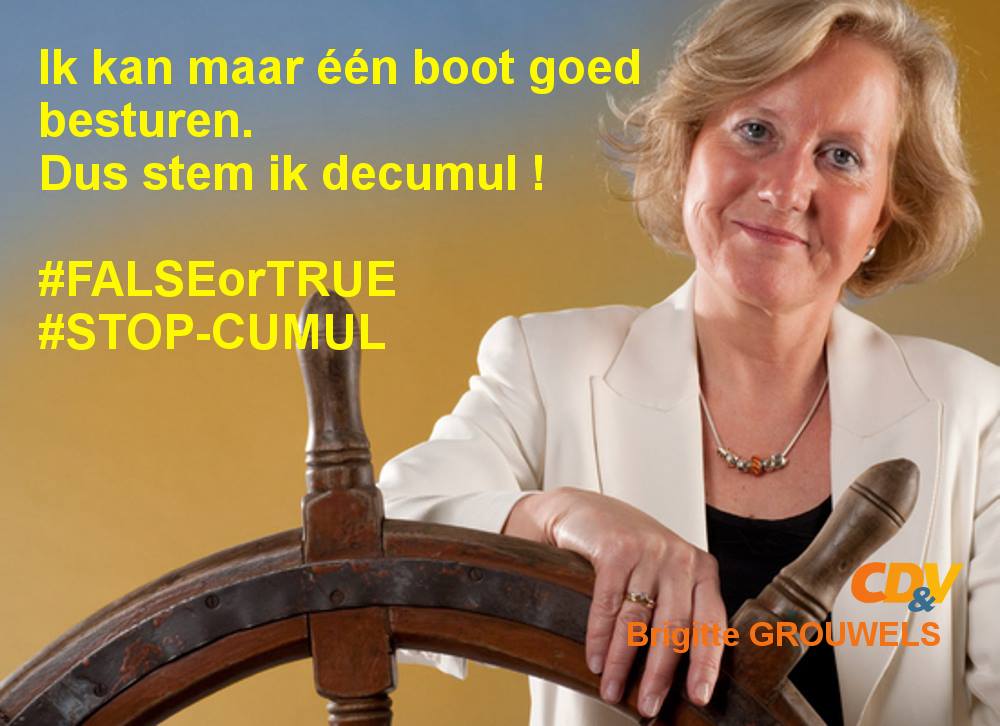 TransparenciaBE's tweet photo. "Ik kan maar één boot goed besturen. Dus stem ik decumul!" #FALSEorTRUE #STOP_CUMUL @BGrouwels @brusselmaker https://t.co/GPXneMFDKY